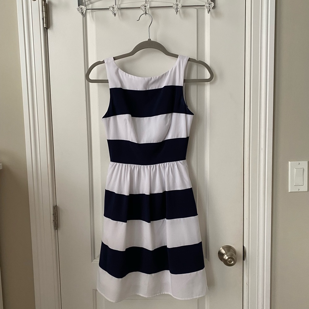 Navy and white stripped nautical dress